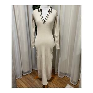 Beige Long Knitted Bodycon dress size Small (4)